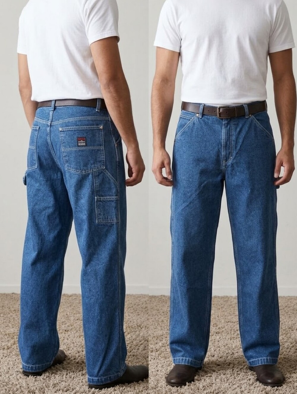 Y2K Structure Jeans 34x32 Blue Wideleg Carpenter Baggy DarkStone Wash 90s Grunge